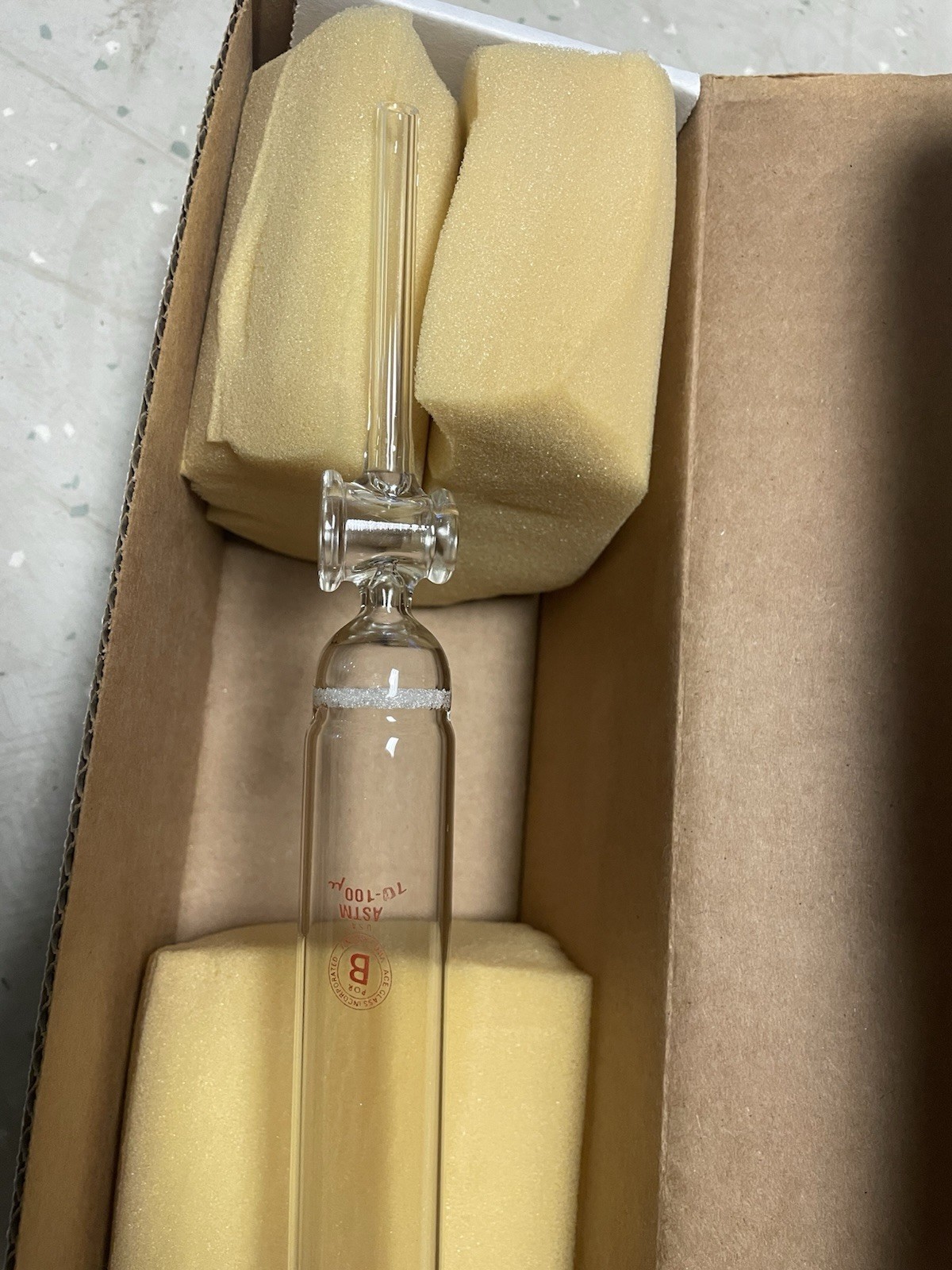 New Ace Glass Chromatography Column 25mm ID x 20″ EL 24/40 Epoxy Coat