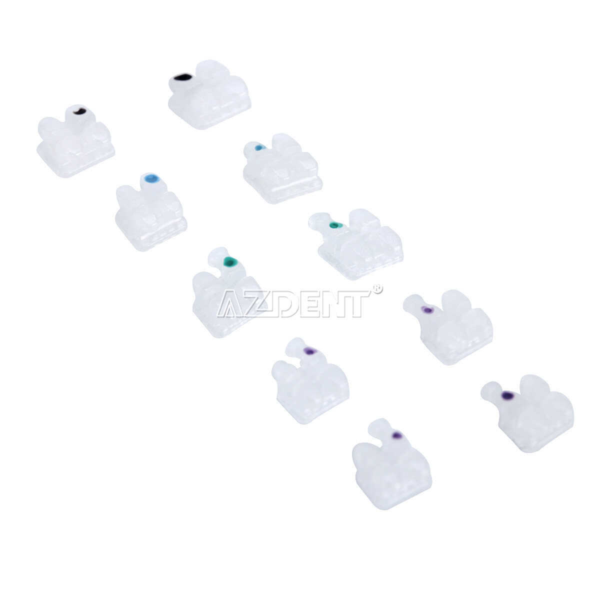 AZDENT Dental Orthodontic Ceramic Brackes Braces Roth /MBT .022 Hooks 345