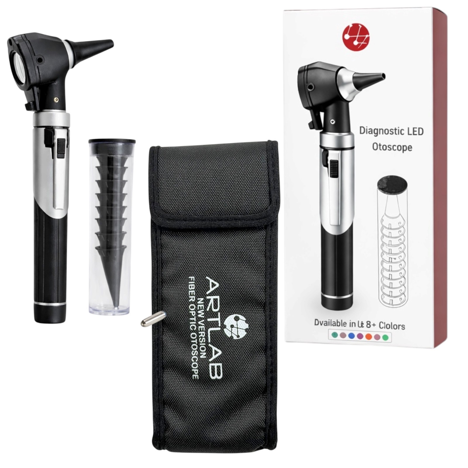 PREMIUM FIBEROPTIC OTOSCOPE SET ENT EXAMINATION DIAGNOSTIC USE -BLACK