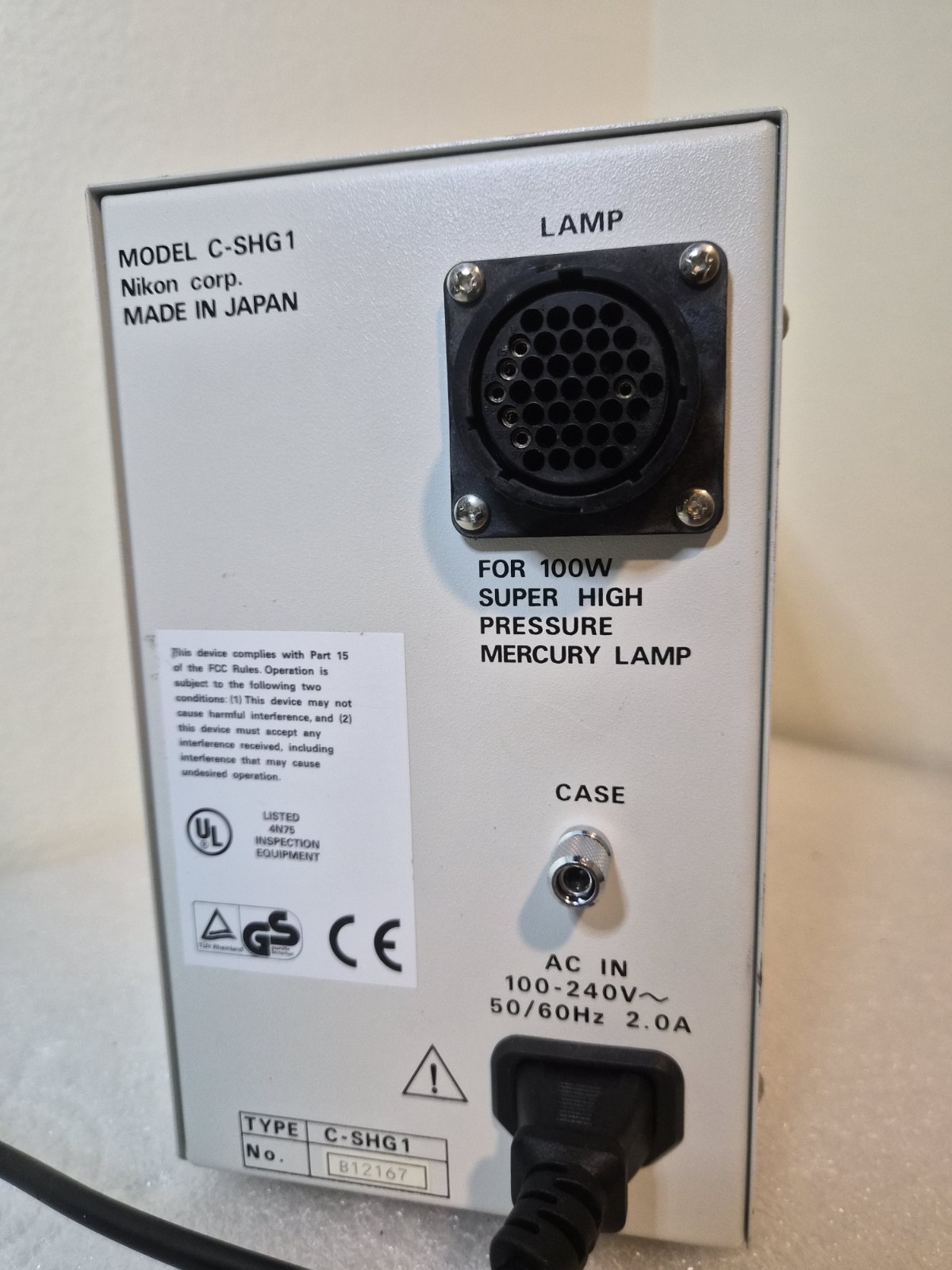 Nikon C-SHG1 LH-M100CB-1 100W Mercury Lamp Power Supply Fluorescence Microscope