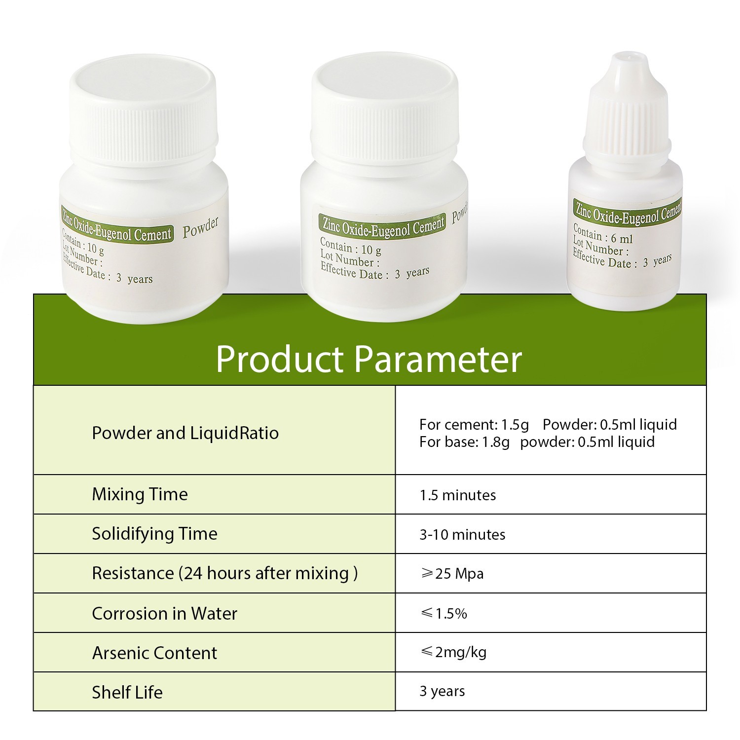 Dental Zinc Oxide Eugenol Cement Kit For Dental Use Self-Curing Type III
