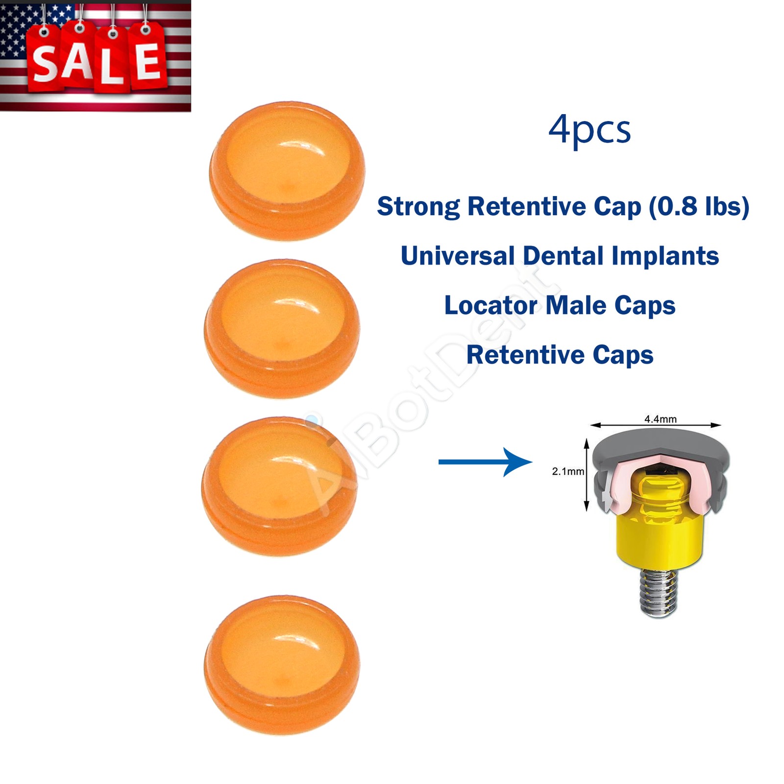 US Overdenture For Nobel Active NPØ3.5mm Locator Abutment Male Caps Inserts Tool