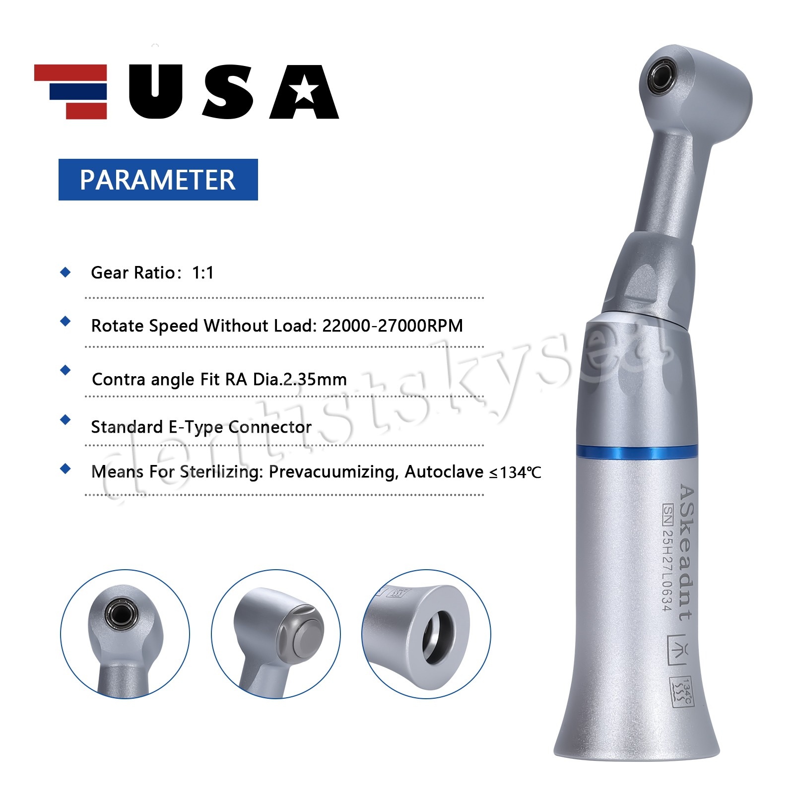 10X YAD Dental Low Speed Handpiece Push Contra Angle Fit NSK E-type USPS