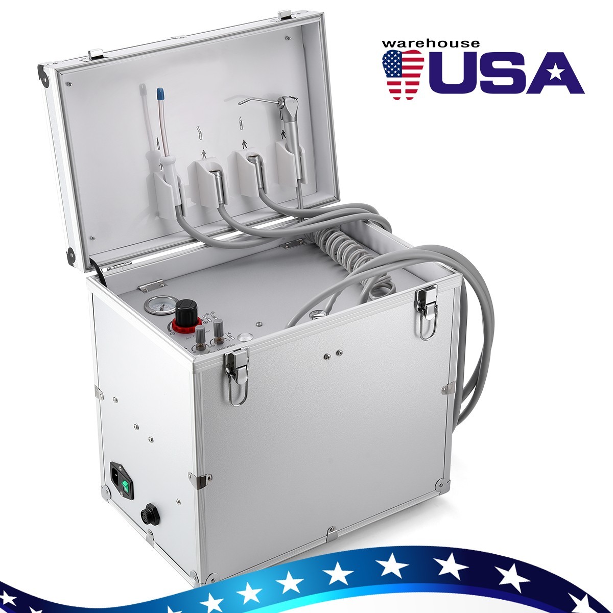 Portable Dental Delivery Unit Air Compressor Suction Mobile Treatment Box 4 Hole
