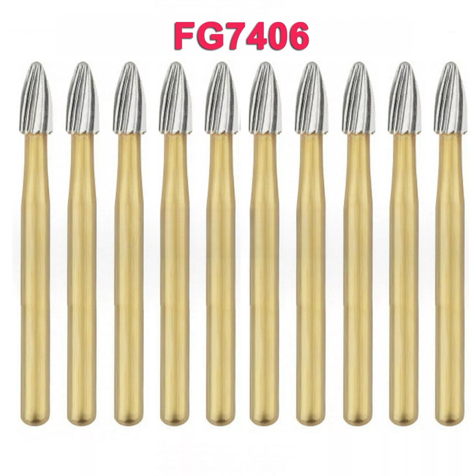 Dental FG 7406 Burs Tungsten Carbide Trimming & Finishing Egg Shape