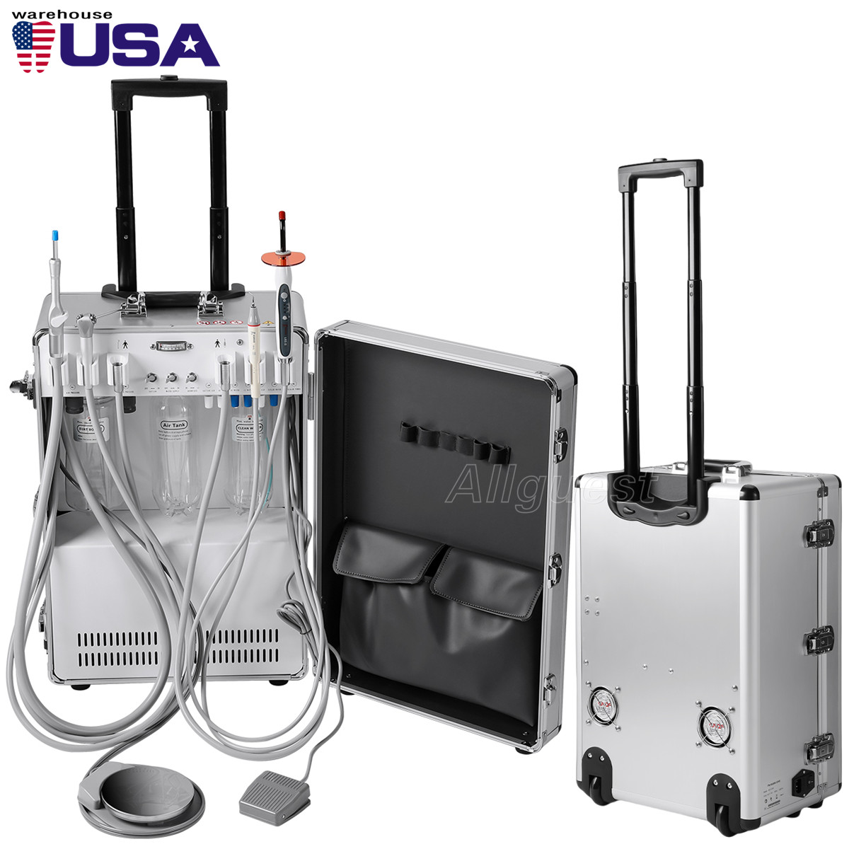 Dental Delivery Unit Cart Air Compressor Suction+LED Curing Light+Scaler P206