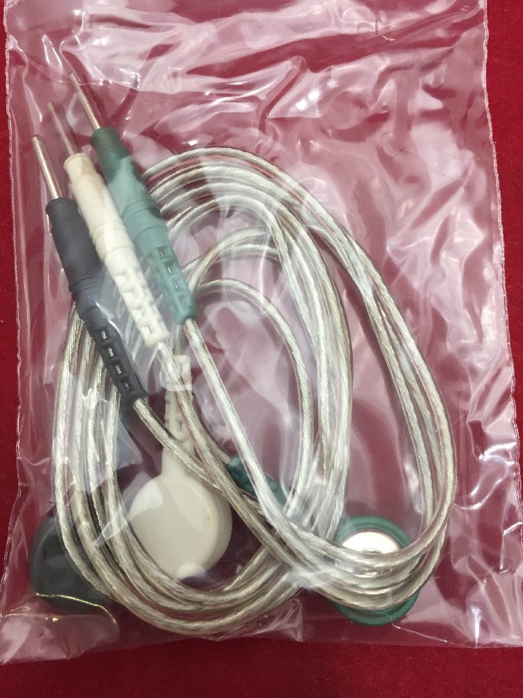 ONE NEW BOX OF 10 ECG Electrode Wire Sets Green/White/Black SNAP Leads