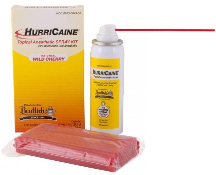 HurriCaine Topical Anesthetic Spray Kit – Wild Cherry, 2 oz. Aerosol Can + 200