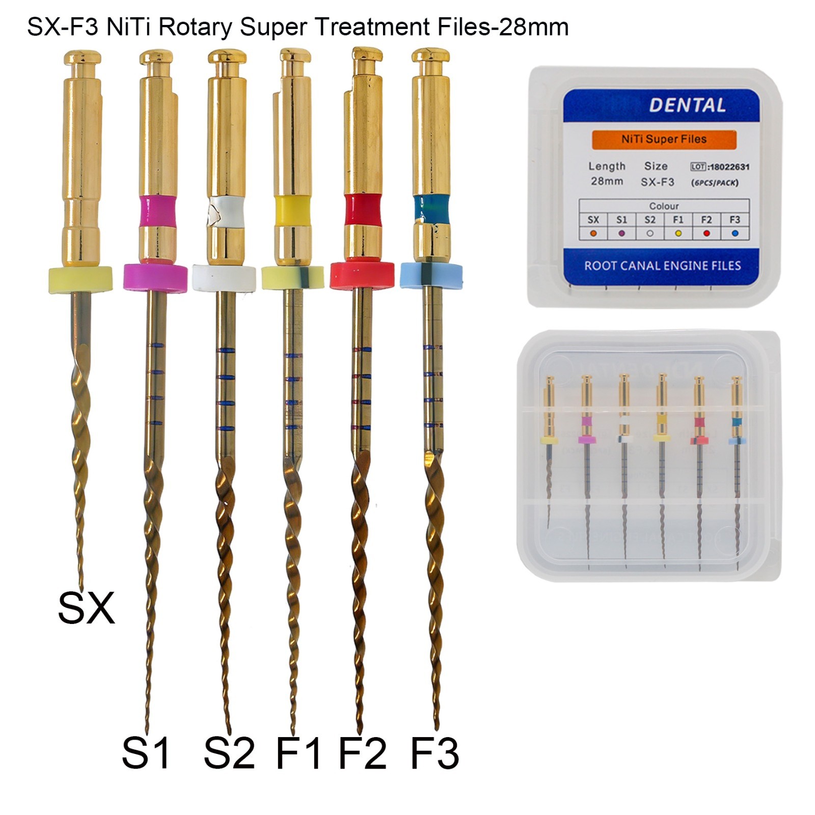 6Pcs Dental Endodontic Rotary File NITI Root Canal Treatment SX-F3 21/25/28/31MM