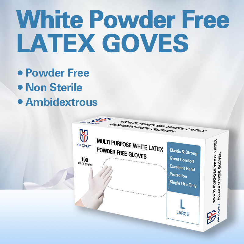 5mil White Latex Gloves, Disposable Powder-Free, Heavy Duty Food Safe Gloves