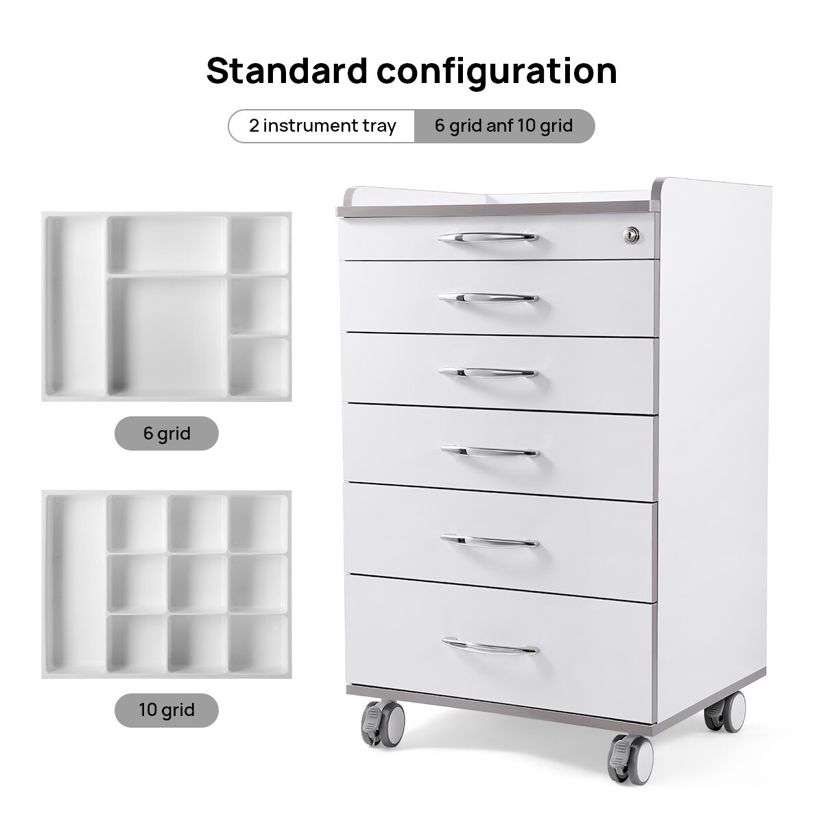 Dental Multi-Function Mobile Cart with 3/4/5 Drawers Medical Rolling Cart