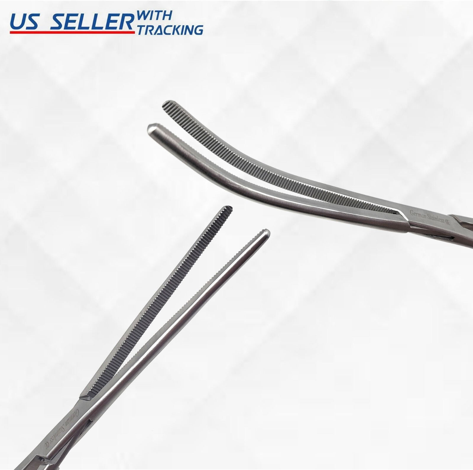 Set of 2 Pean Rochester Hemostat Forceps 12″ Straight & Curved German Grade