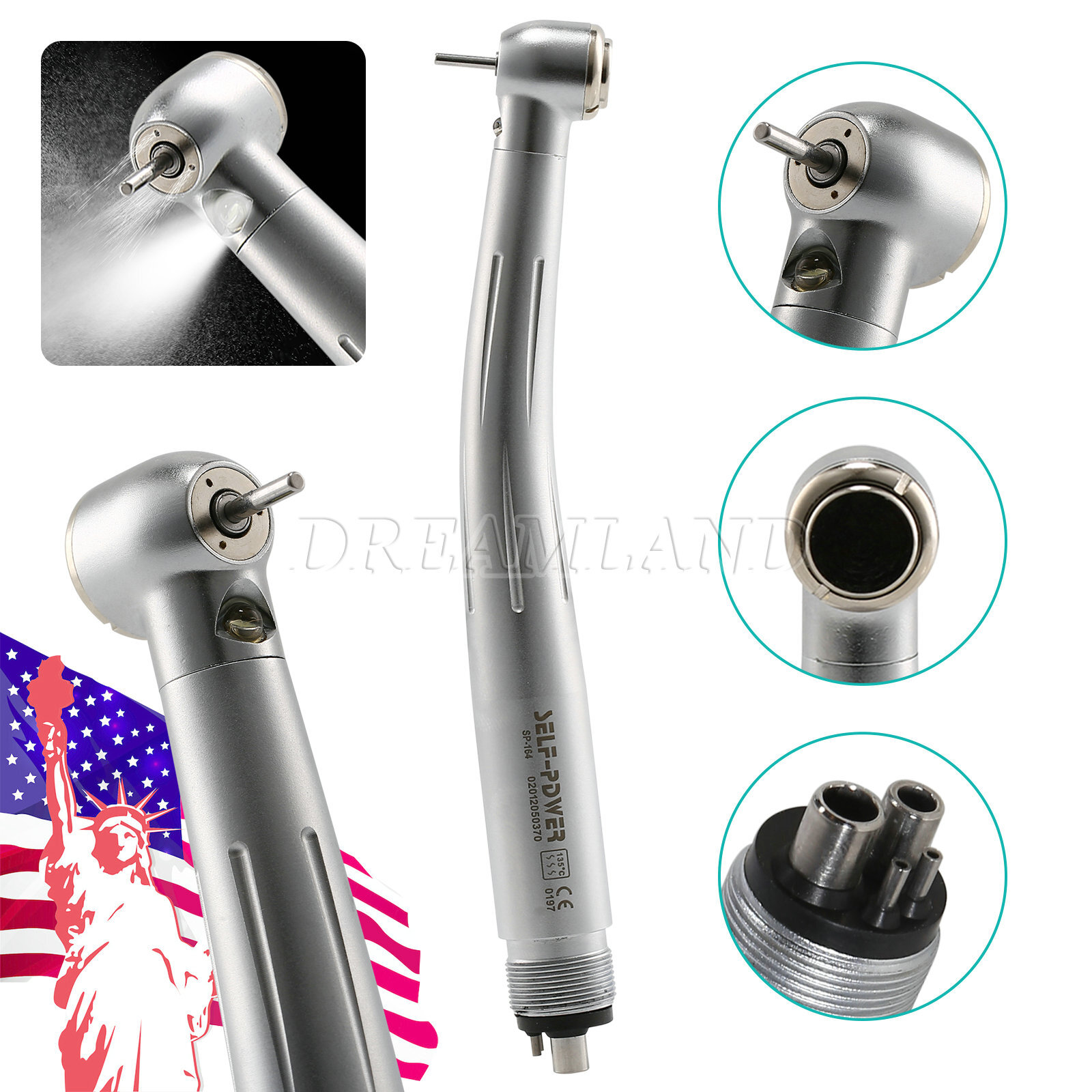 NSK Style Dental Fiber Optic LED E-generator High Speed Handpiece Turbine 4 HOLE