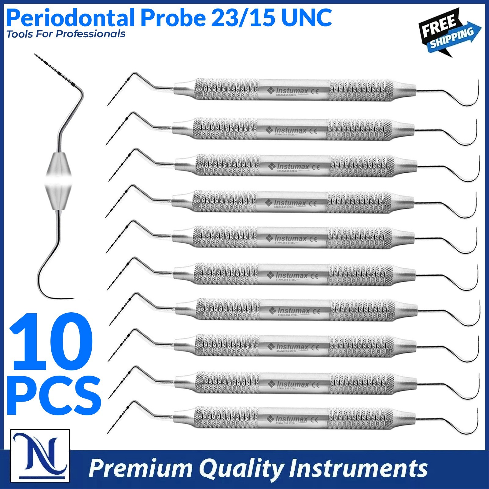 Dental Perio Probe UNC 23/15 Explorer Color-Coded Double Ended Instrument