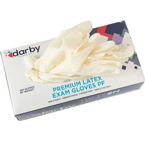 HandsOn Premium Latex PF Gloves, X-Small, 100/Box