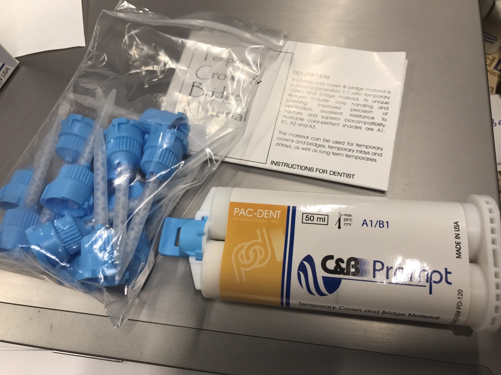 C&B Prompt™ Temporary Crown & Bridge Material PD120-A1/B1, PD121-A2, PD122-A3