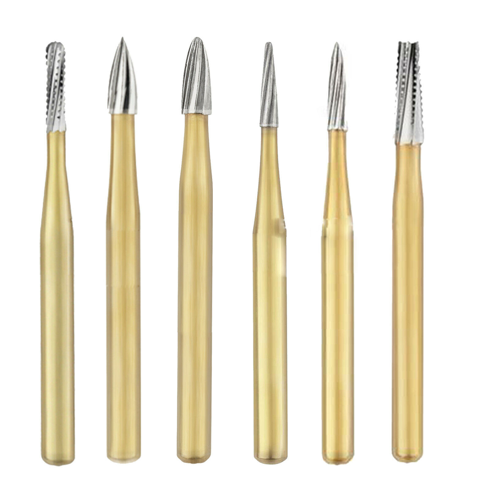 10 Pcs Dental Trimming&Finishing Burs Gold Carbide Burs 7901/7803/7104/7404/1957