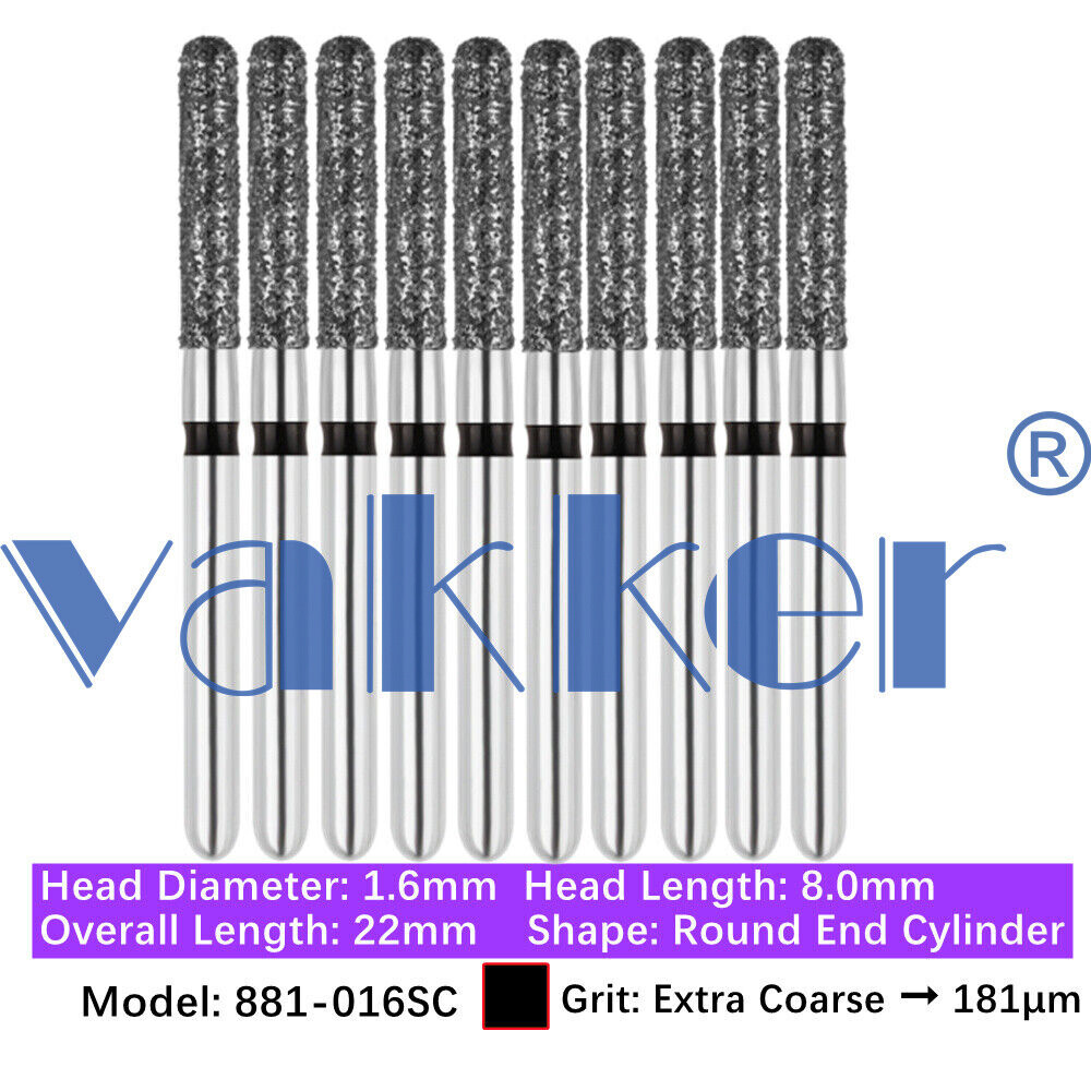 10pc/pk Dental FG Diamond Burs High Speed Flat/Round End Cylinder Polishing Burs