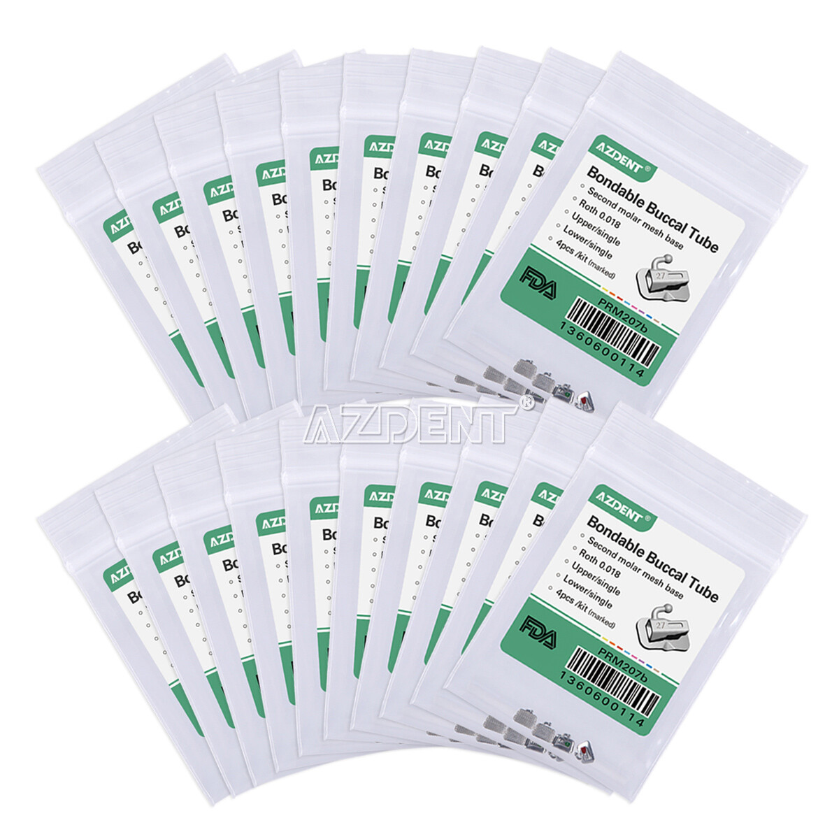 AZDENT Dental Orthodontic Bondable Buccal Tube 1st 2nd Molar MBT/Roth.022/.018