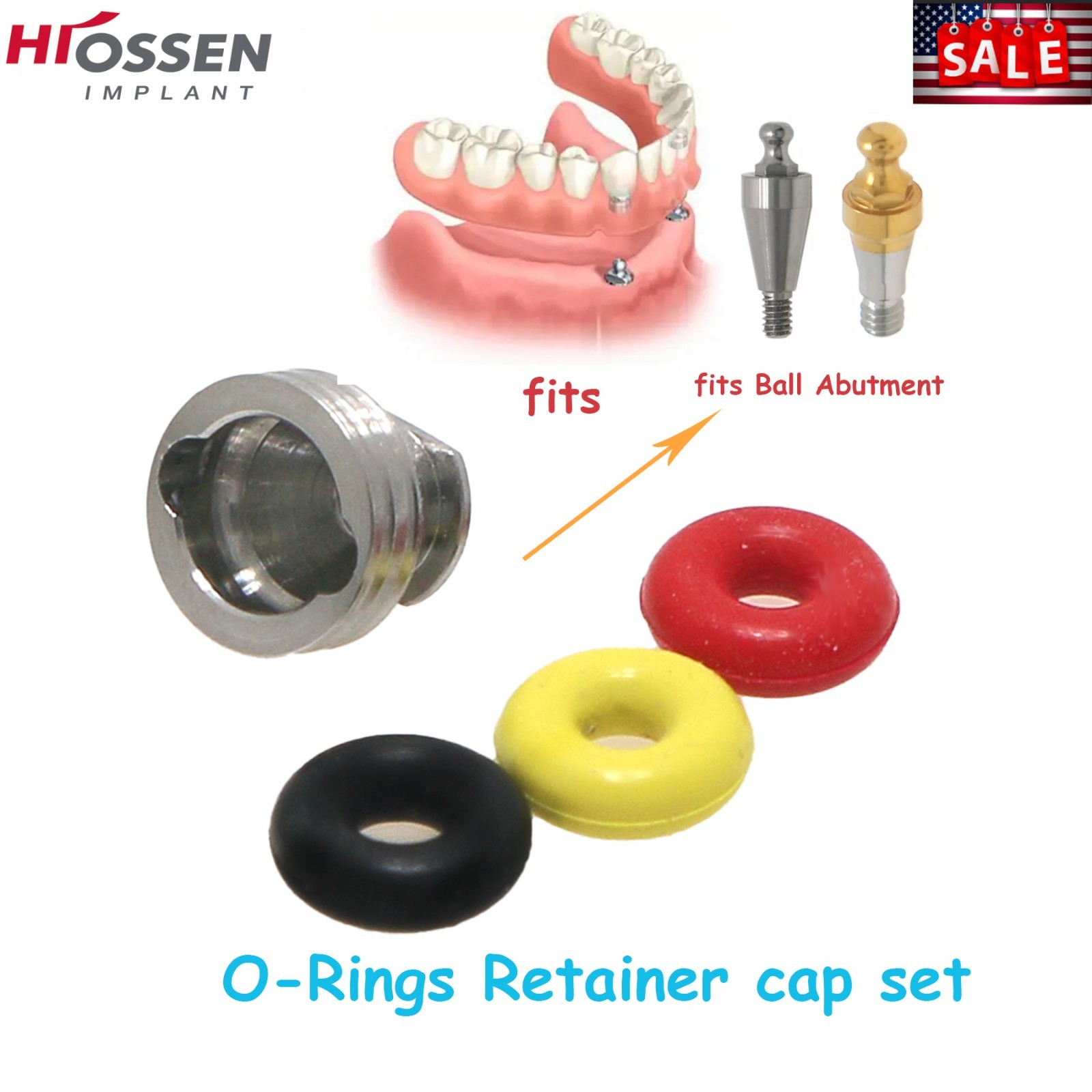 US Dental O-ring 4Pcs/Set for Ball Attachment Abutment Compatible Hiossen Osstem