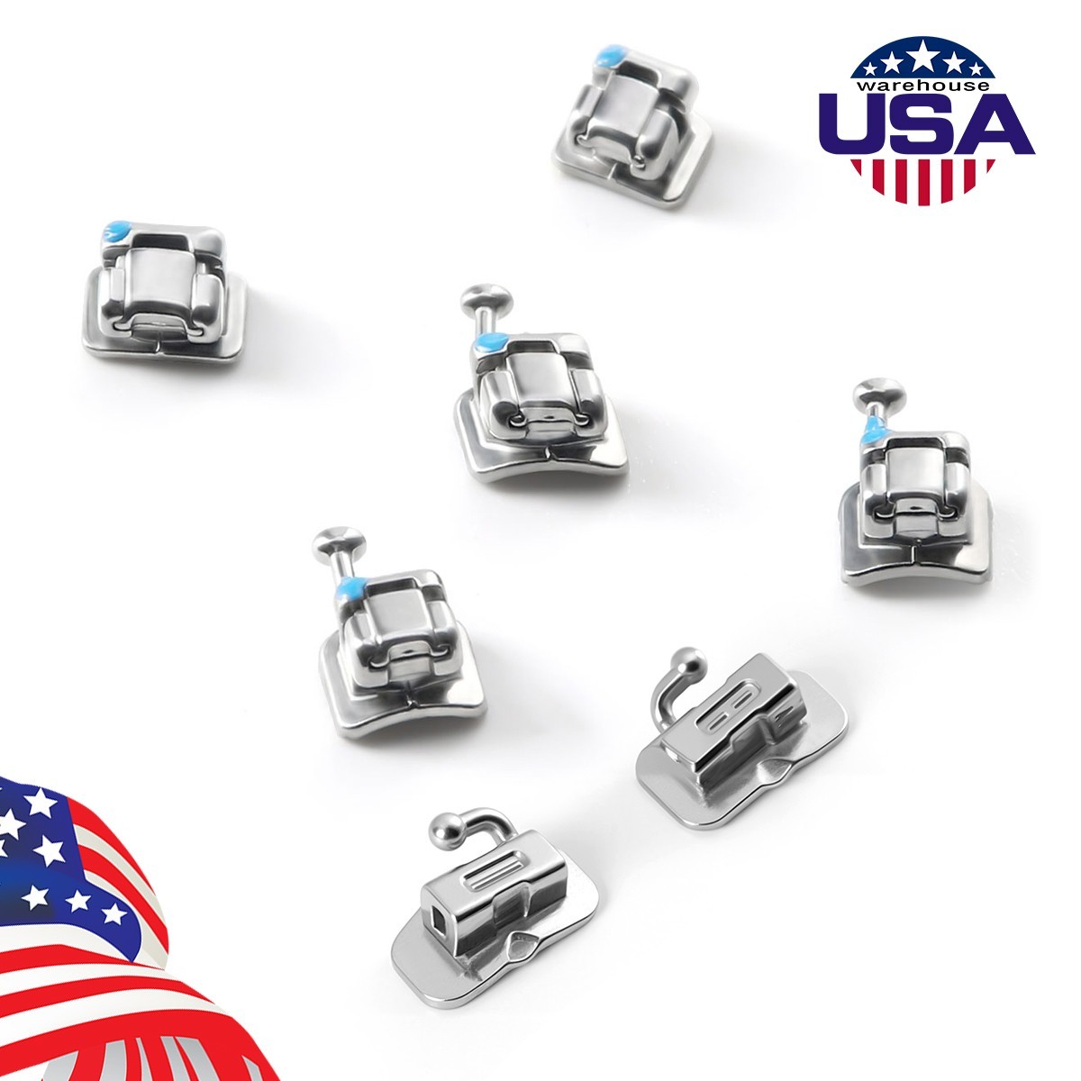10X AZDENT Dental Ortho MIM Self Ligating Bracket Mini Roth.022 Hooks 345