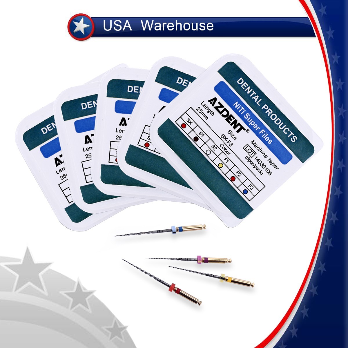 5Packs Dental Endodontic Niti Super Rotary Files Root Canal Engine SX-F3 25mm