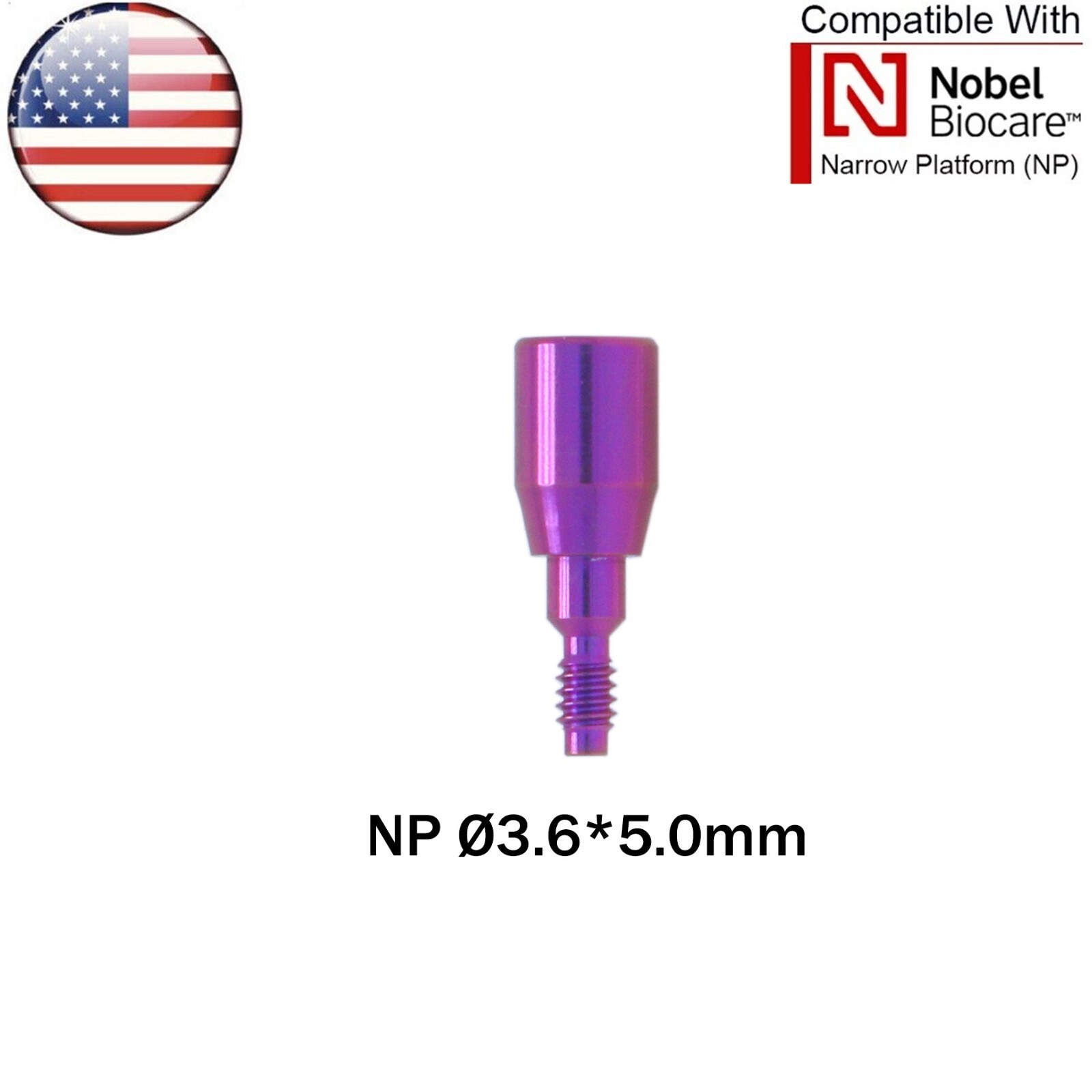 US Dental Healing Cap Abutment NP/RP Compatible with Nobel Active ∅3.6 ∅5.0 ∅6.0