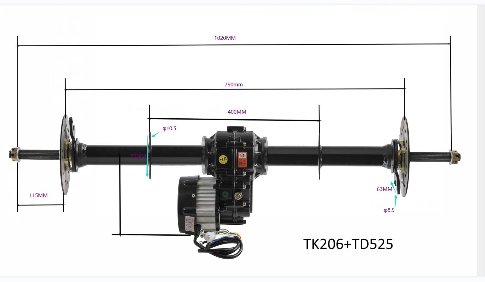 48V 1000W Brushless DC Motor 40 Rear Axle Drive Shaft Kit Golf Cart ATV Go Kart