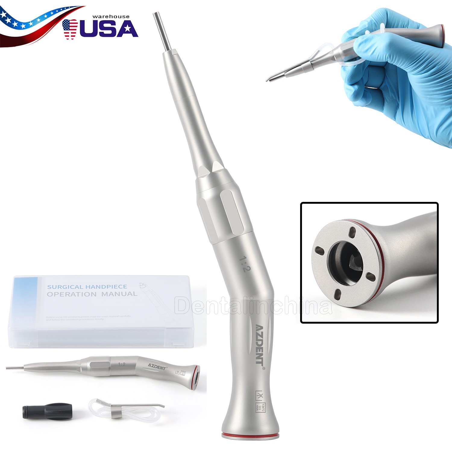 Dental 1:2 Surgical Handpiece 20° Angle Contra Angle Straight E-type for NSK WH