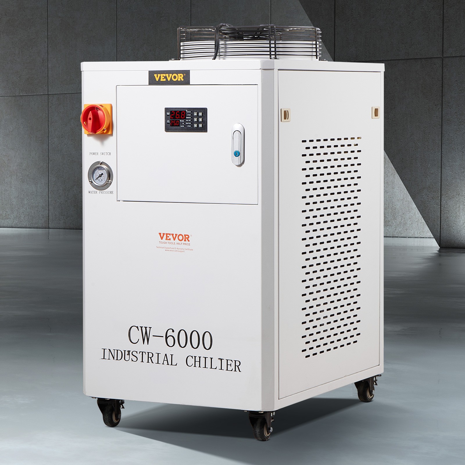 VEVOR Industrial Water Chiller CW-6000 15L 65L/min Laser Chiller with Compressor