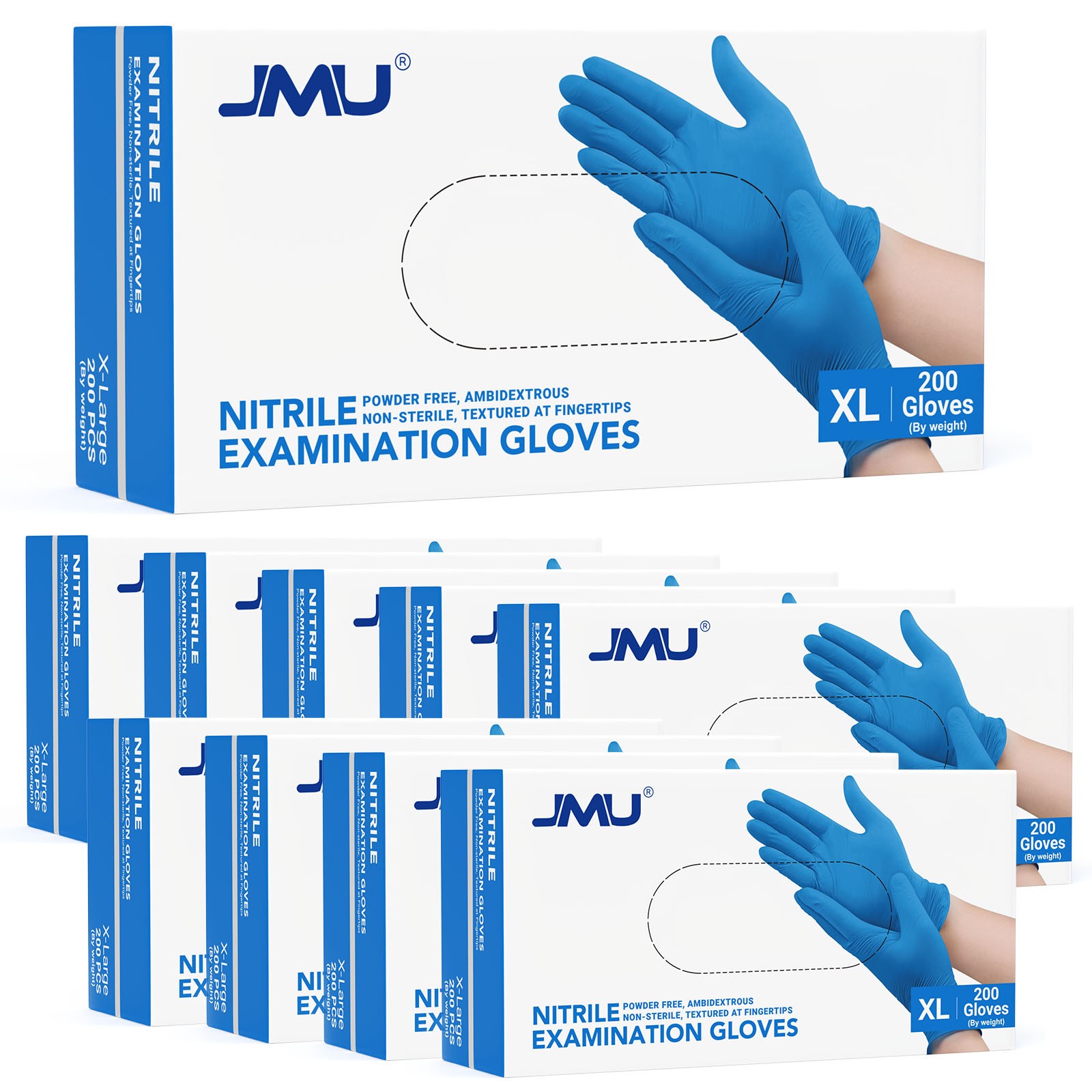 2000/case JMU Nitrile Gloves Disposable Medical Exam Ocean Blue Gloves XS/S/M/L