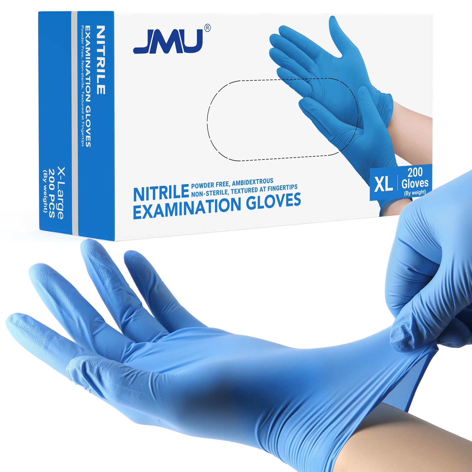 2000/case JMU Nitrile Gloves Disposable Medical Exam Ocean Blue Gloves XS/S/M/L