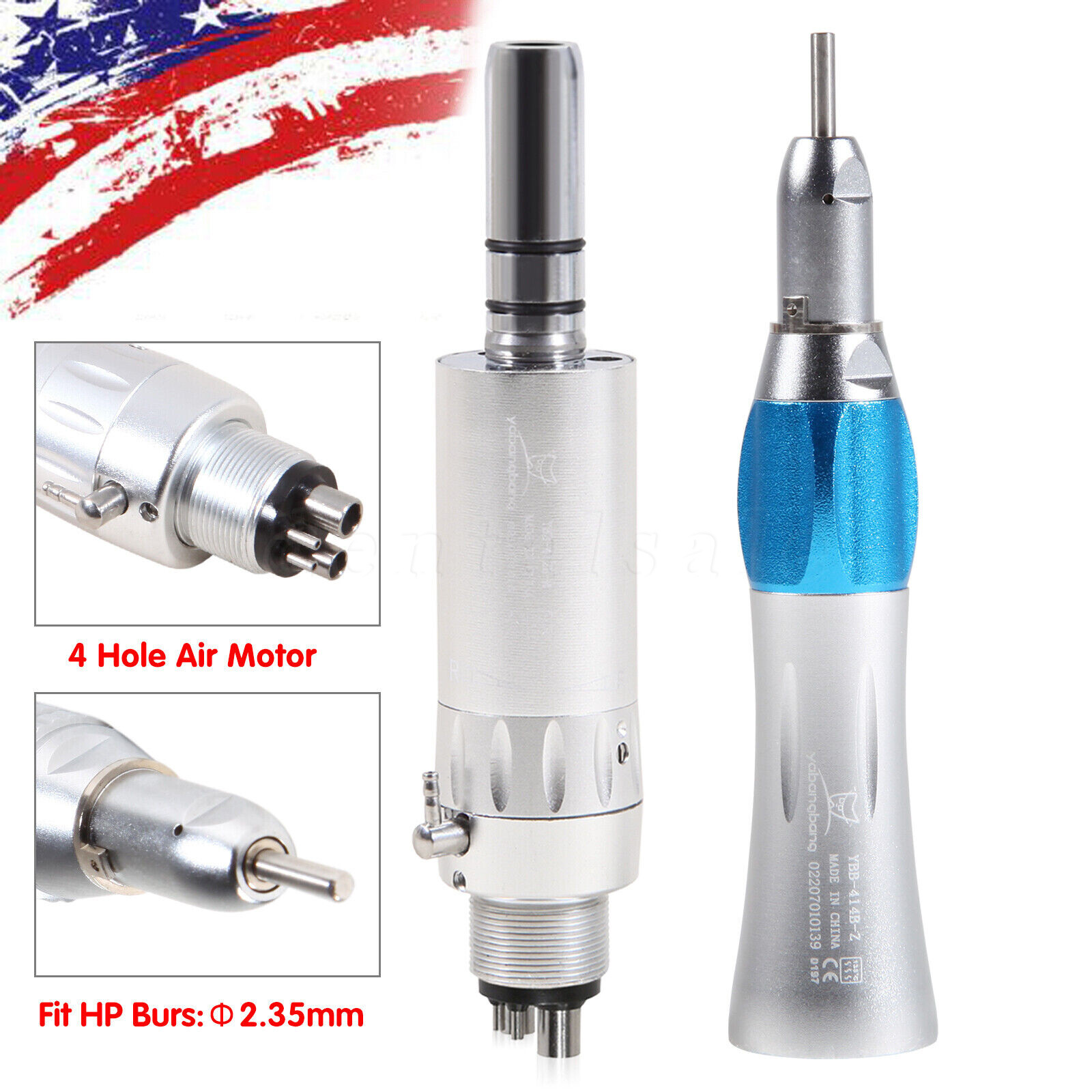 Dental slow low Speed handpiece kit straight nosecone+air motor 4 hole nsk style