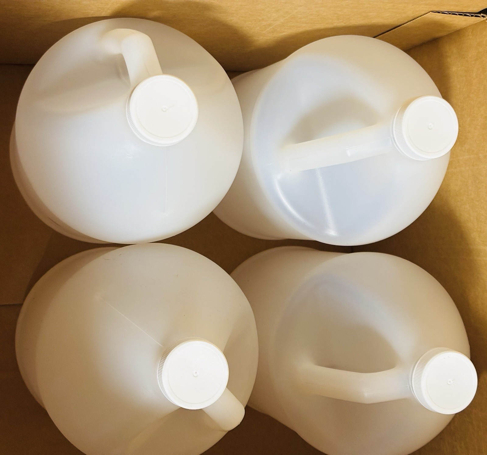 NEW Case of (4) 1 Gallon Jugs w/ Sealing Caps 128oz HDPE Empty Plastic Bottles