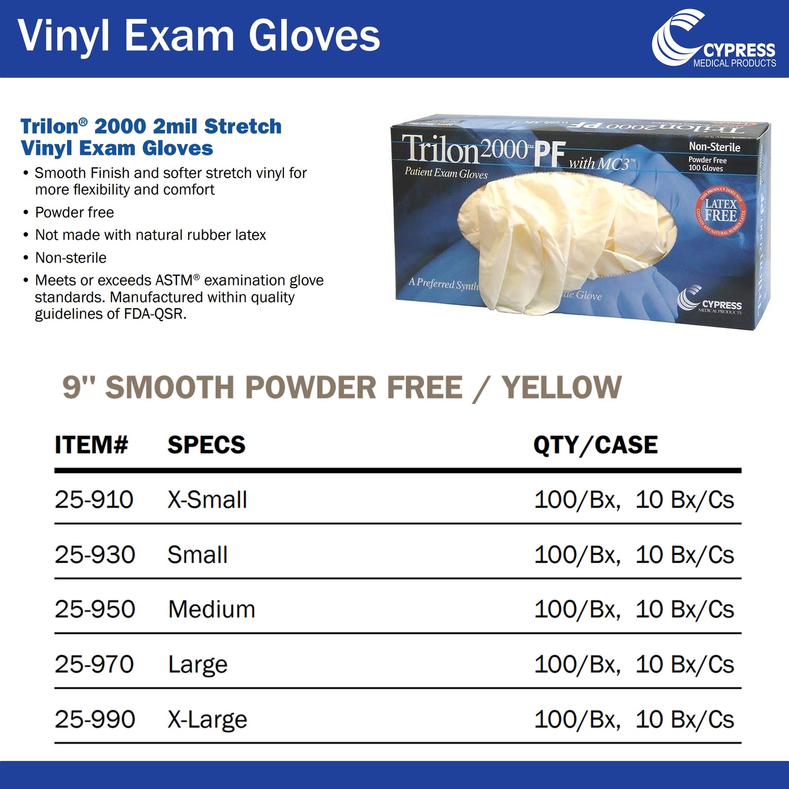 Trilon 2000 PF with MC3 Stretch Vinyl Exam Glove – 100 per Box