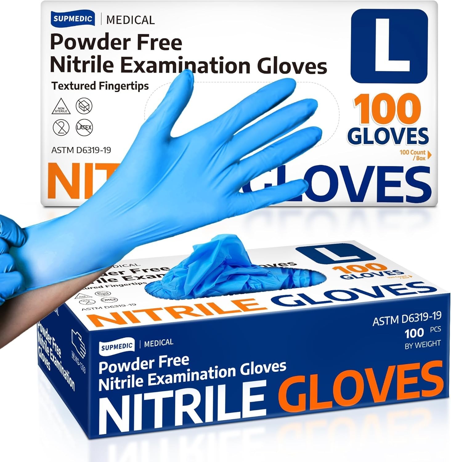 Ambidextrous Soft Max Nitrile Exam Gloves, Blue – 100 Count for Allergen Safety