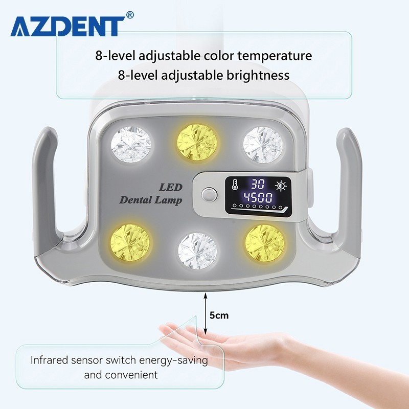 Dental 6 LED Lamp Oral Light Lamp For Unit Chair W/ LCD Display 3Yellow+3White