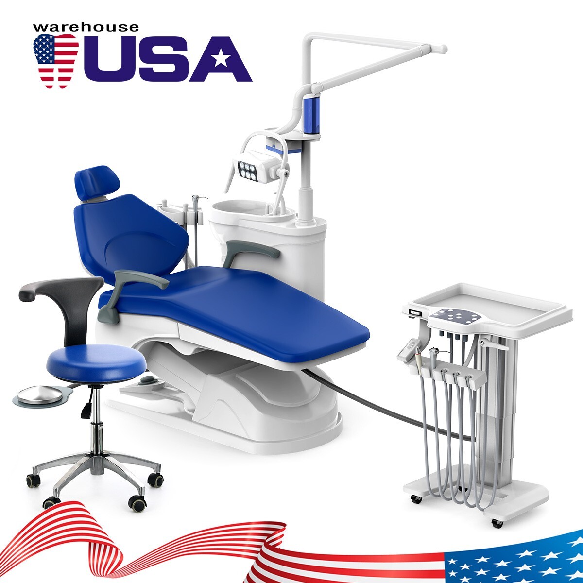 Dental Unit Chair Computer Controlled DC Motor PU Hard Leather &Doctor Stool FDA