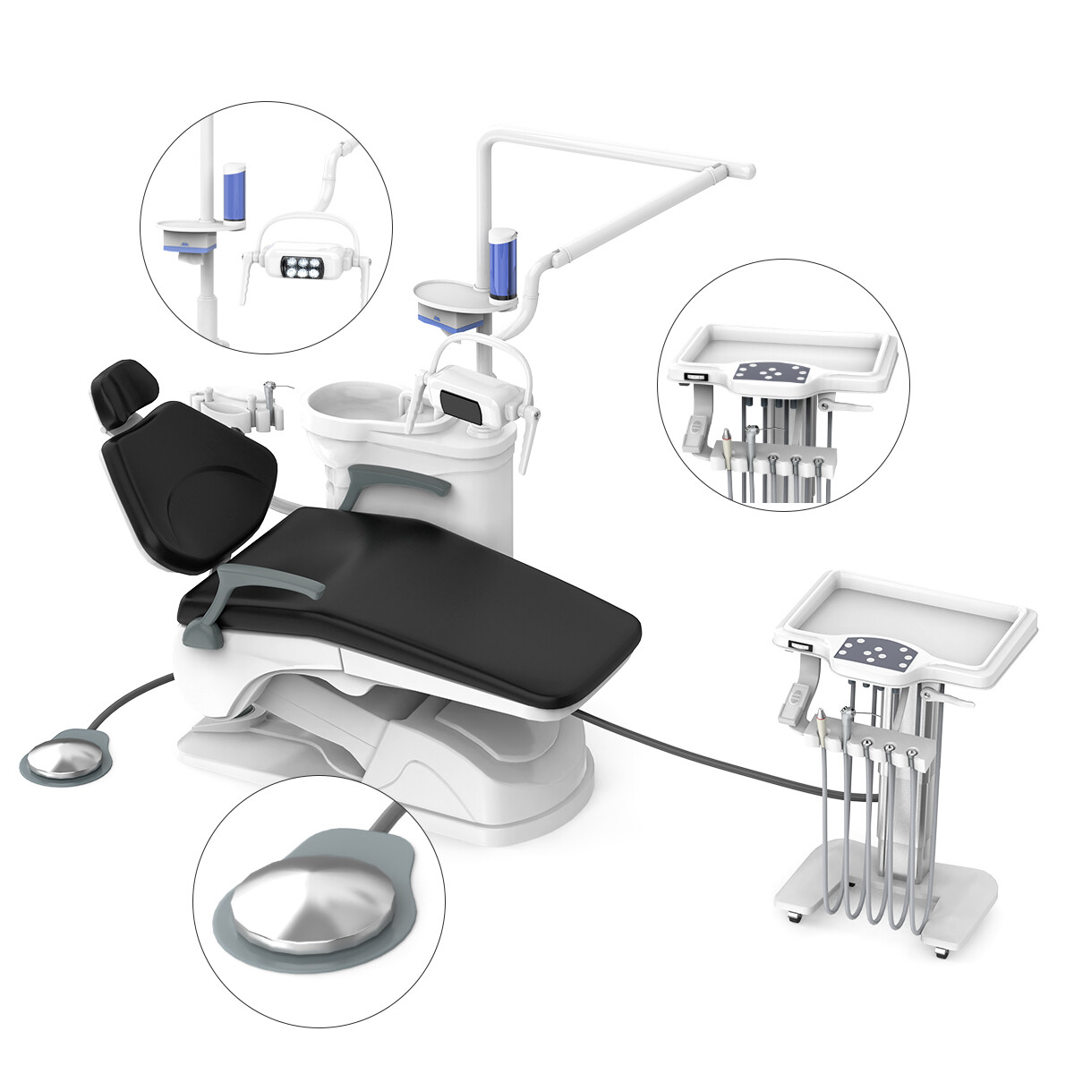 Portable Dental Mobile Unit with Air Compressor scalers Curing/Dental Unit Chair