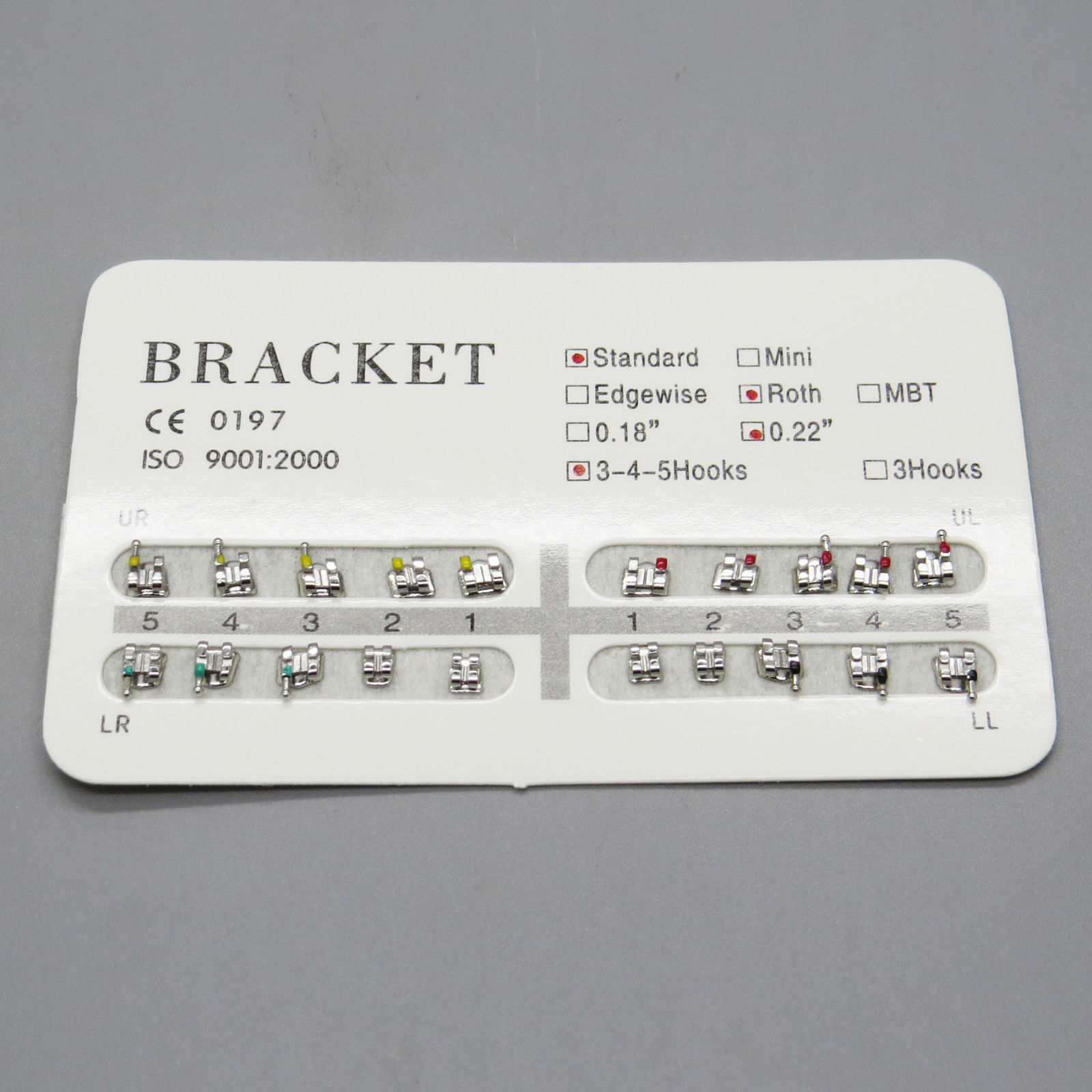 20 Pcs/Kit Dental Orthodontic Metal Bracket Braces Standard Roth .022 Hook 3-4-5