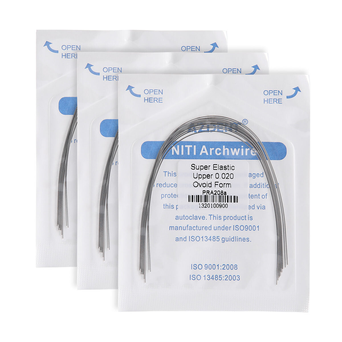 AZDENT Arcos Ni-Ti Redondos y Brackets Ortodoncia Roth/MBT .022/.018