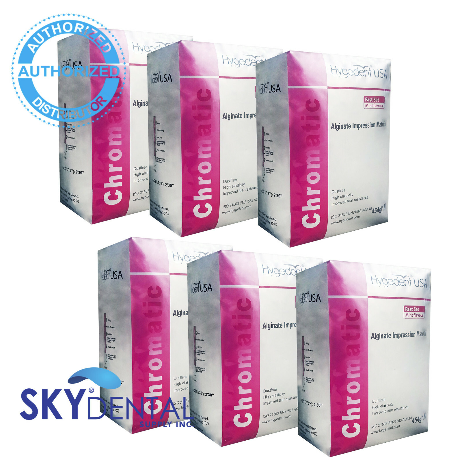 6 Hygedent Chromatic Dental Fast Set Mint Flavored Dust-Free Impression Alginate