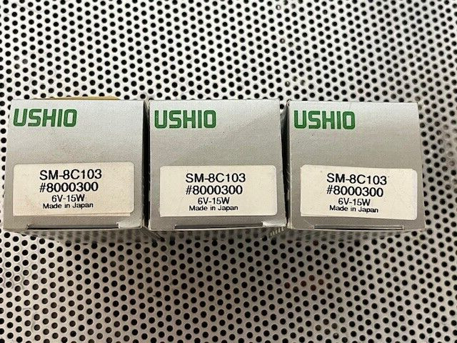Ushio SM-8C103 Halogen Lamp Bulb, 6V, 15W, LOT OF 3, NOS
