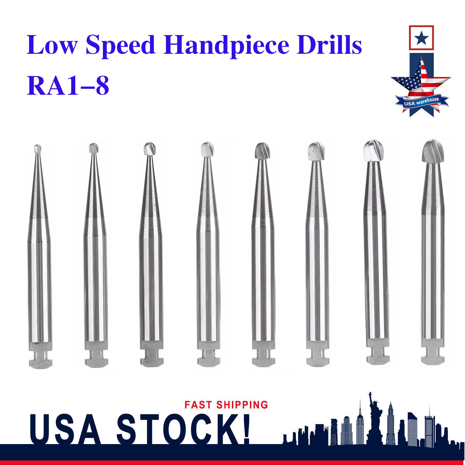 Dental Round Latch Carbide Bur RA 1 2 3 4 5 6 7 8 For Slow Low Speed