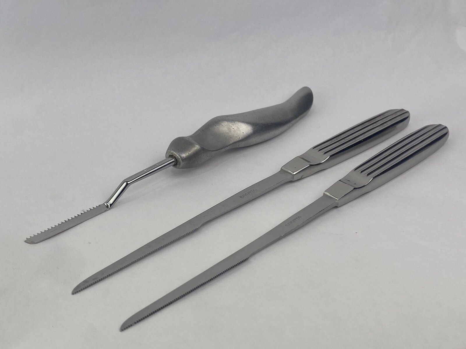 Joseph Bayonet Bone Nasal Saw Angled Right w Straight Saws 7.5in w 8.75in (3)