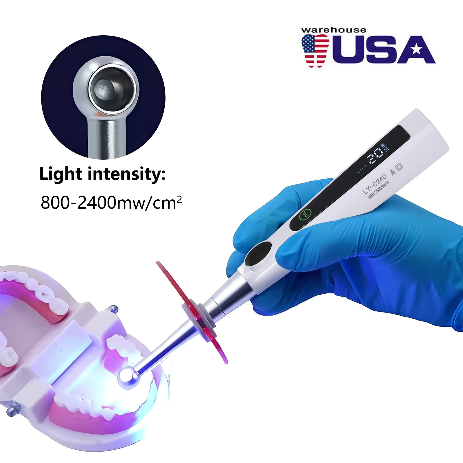 5pcs Dental Wireless LED Cure Curing Light Lamp 2400mw 5W Tool Resin 1 Second