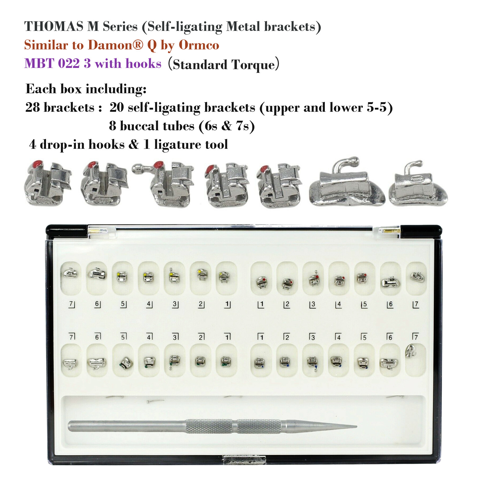 Dental Orthodontic Bracket Metal Braces Mini Standard Roth MBT 022 018 Damon Q