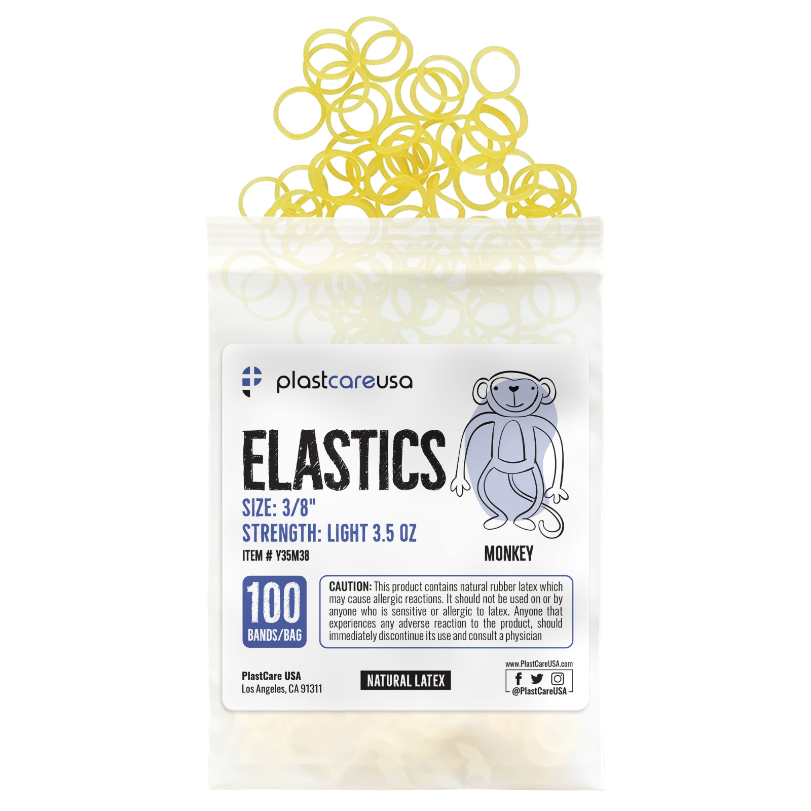 100 Light 3.5 Oz 3/8″ Monkey Orthodontic Latex Elastic Rubber Bands Braces