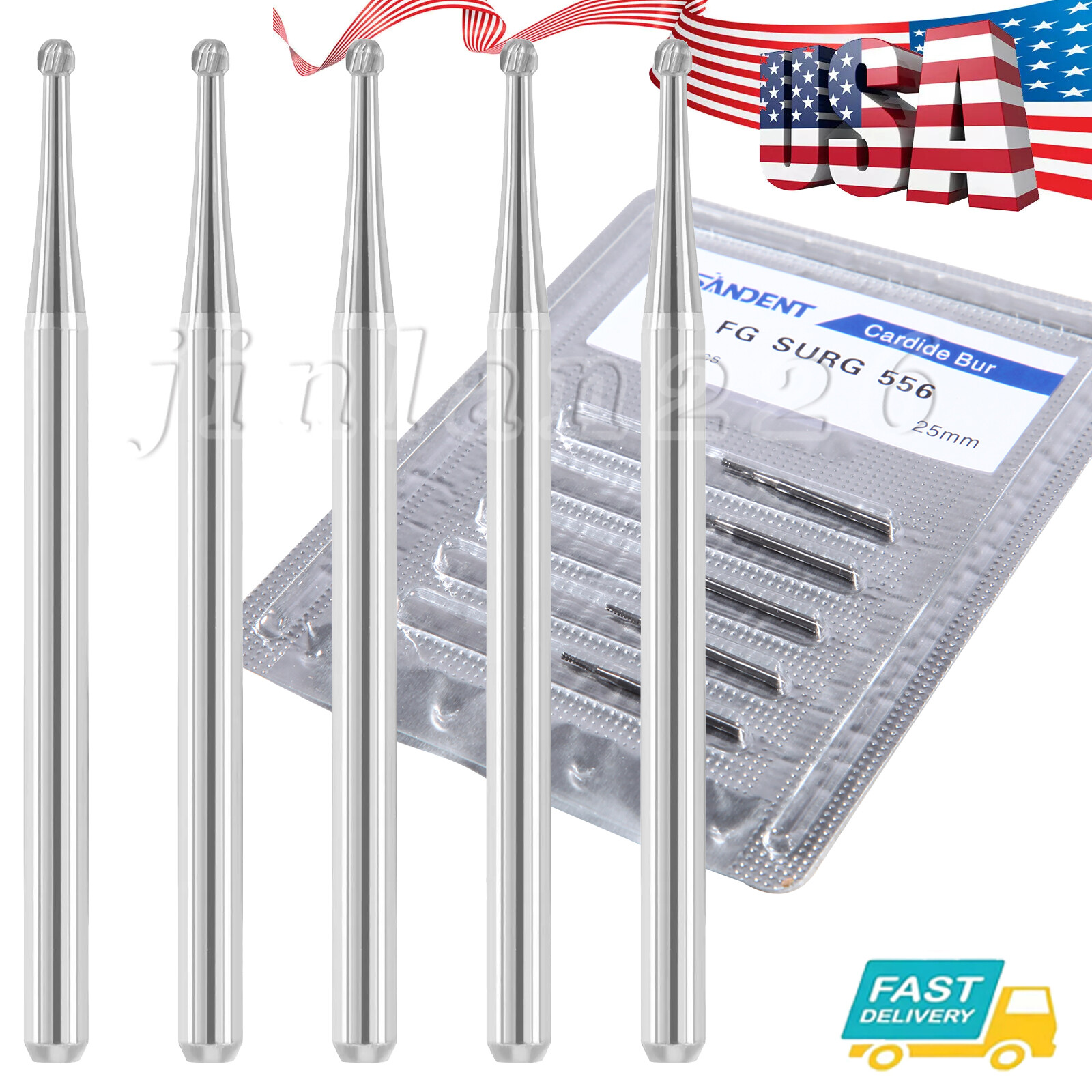 Dental Surgical Burs Round 25mm Carbide Bur Friction Grip FG for High Speed
