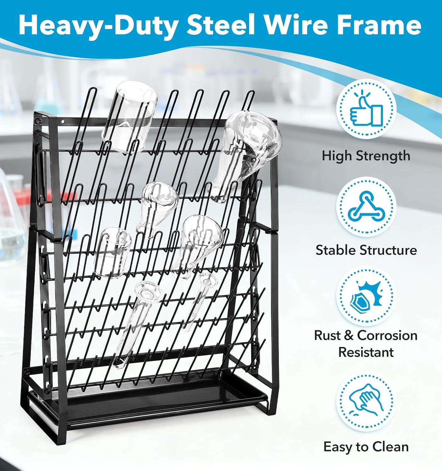 Lab Drying Rack Draining Rack Glassware Clean Dry Stand Steel Wire Dryer Stand